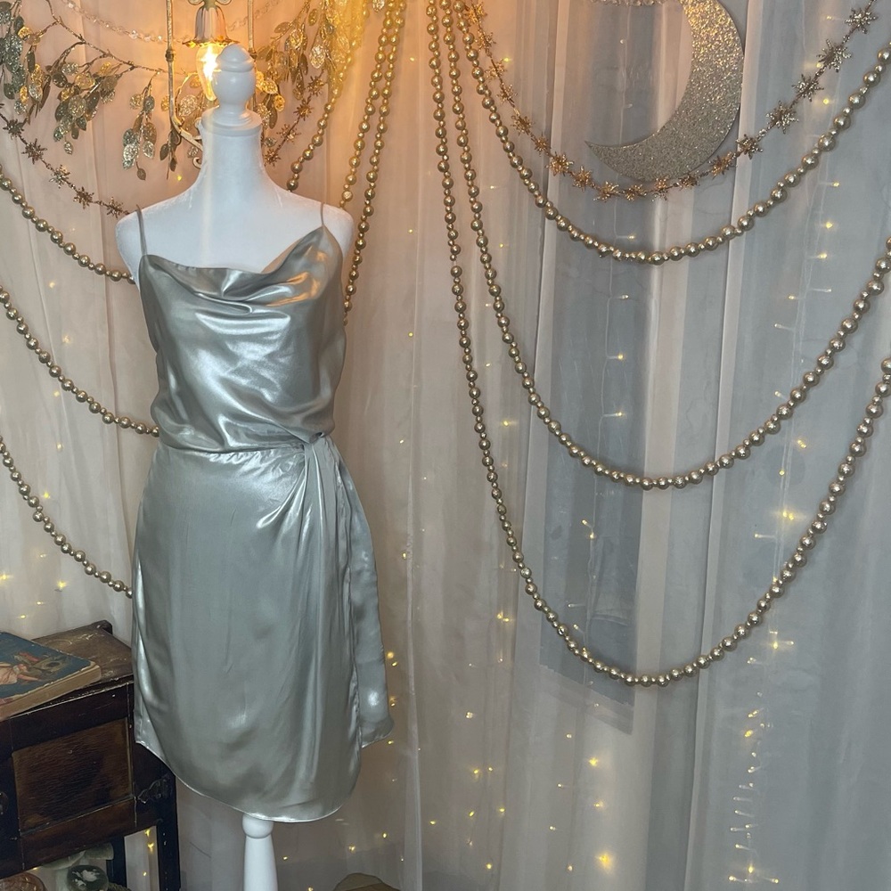H&M Silver Satin Dress
